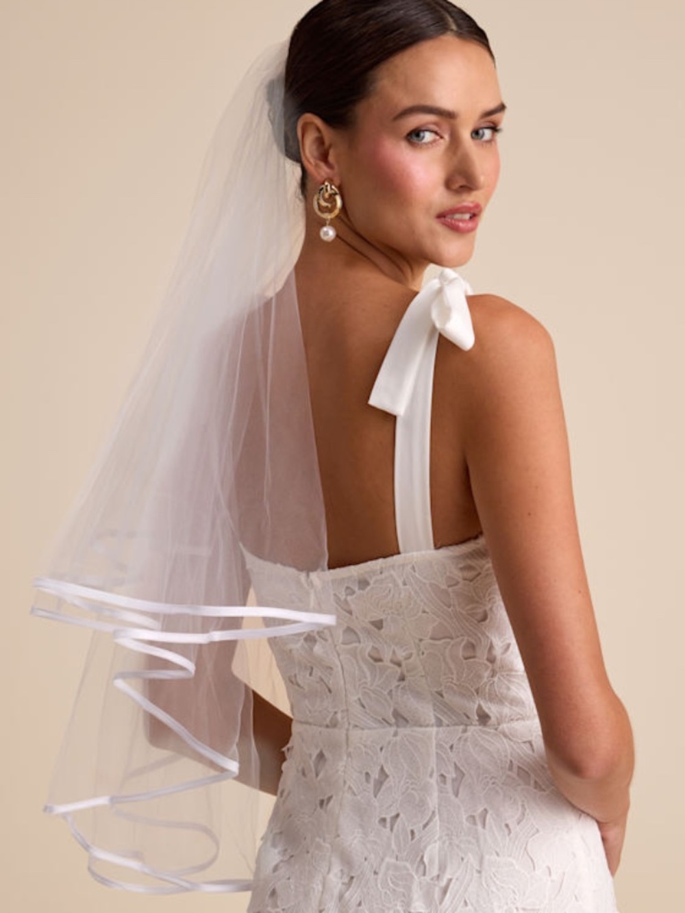 Lulus Tiffany White Tulle Satin Trim Veil - Size One Size